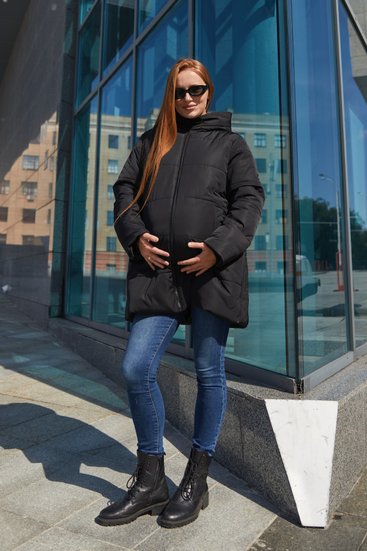 Lullababe Scurta de iarna pentru gravide 2in1 Stockholm Negru