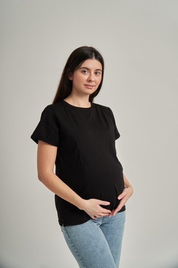 MammaMia M001C Футболка для беременных и кормящих ЧЕРНАЯ Черный