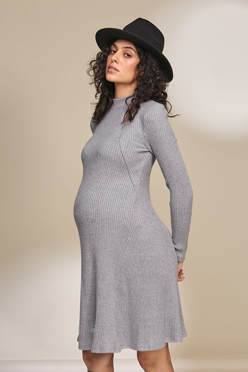 Julla-mama DR-33.042 Платье для беременных Elma серый меланж