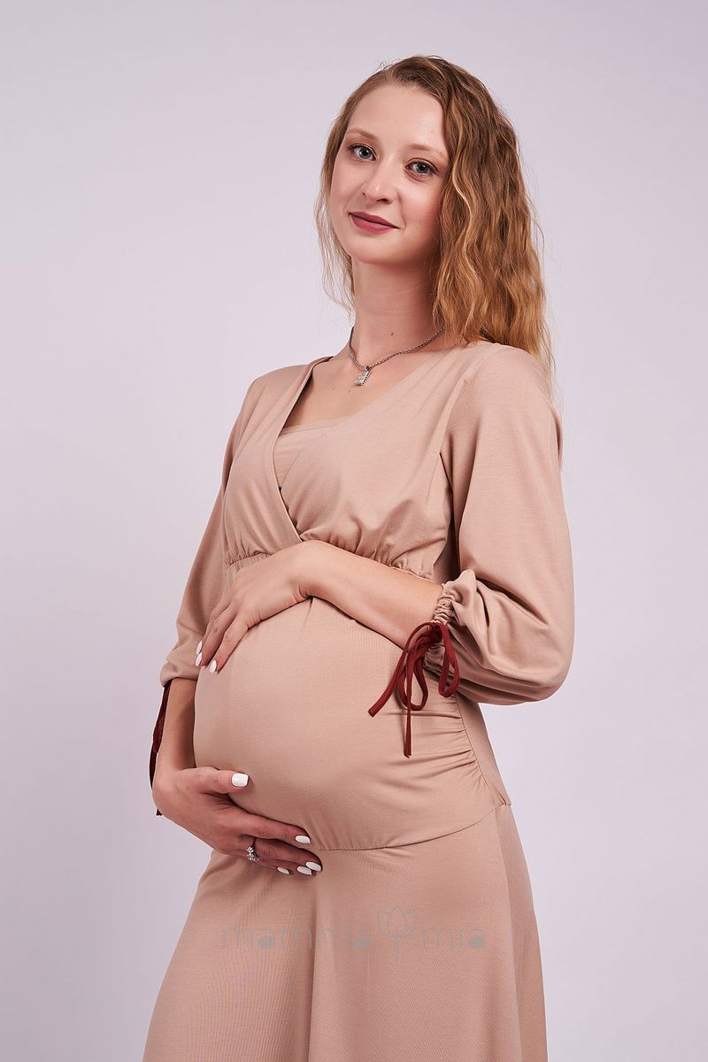ML 1005ML Платье для беременных и кормящих Бежевый
