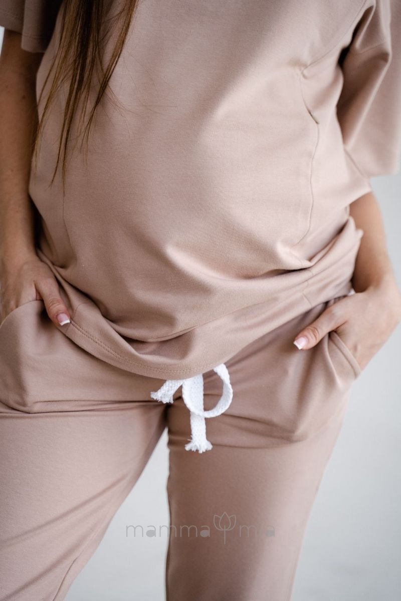 TO BE 4040262-1 Pantaloni sport pentru gravide Bej