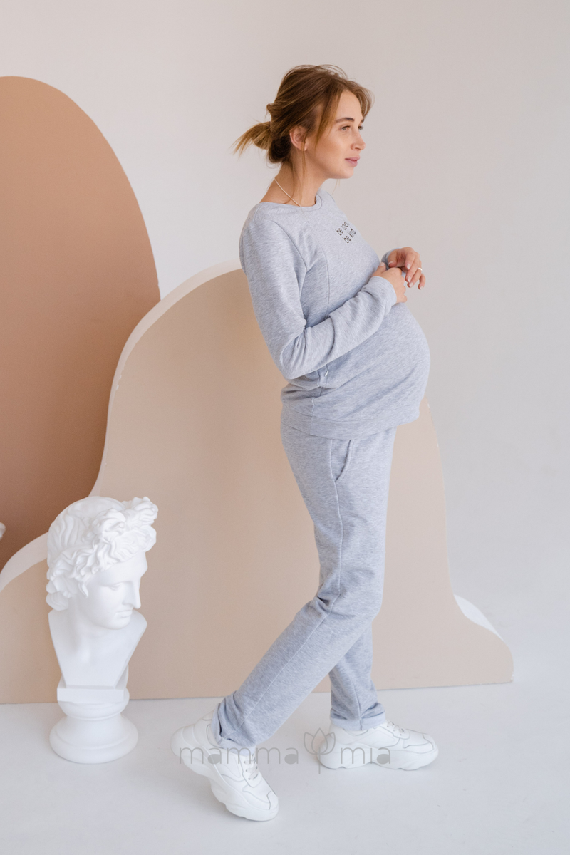 To BE 4205114-72 Спортивный костюм для беременных серый меланж
