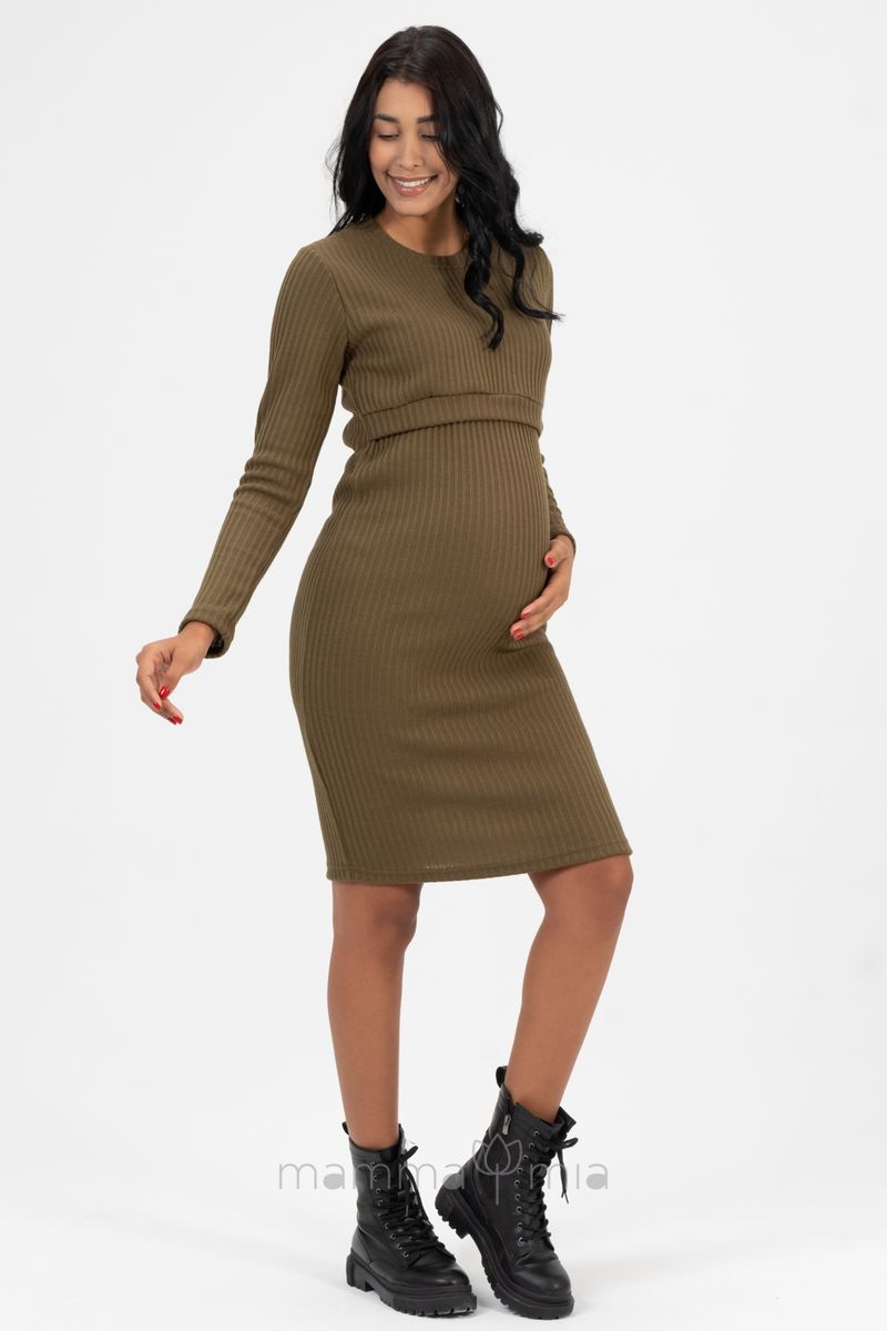 Busa 7459BS Платье трикотажное для беременных хаки