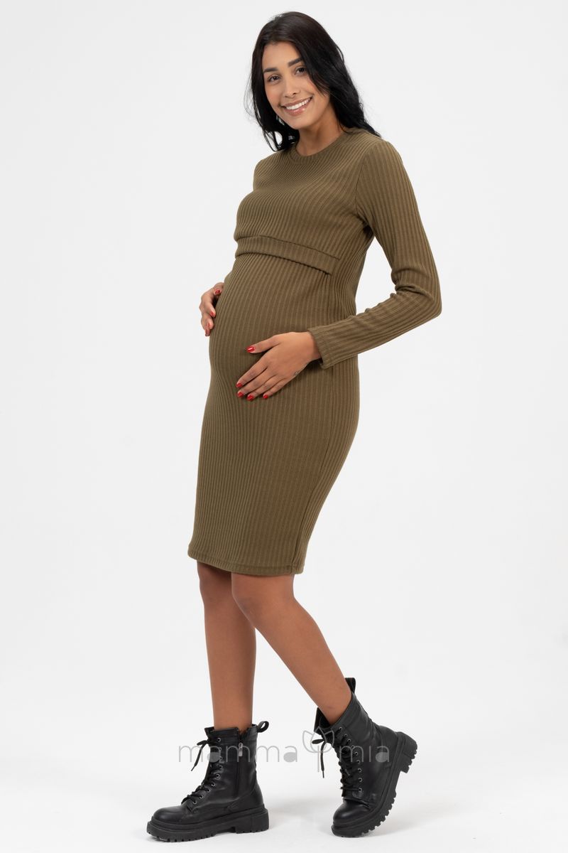 Busa 7459BS Платье трикотажное для беременных хаки