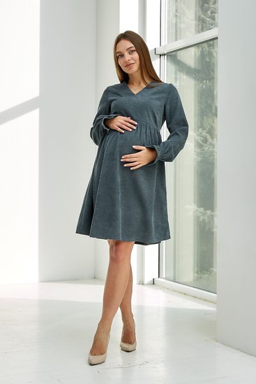 Lullababe Вельветовое платье для беременных и кормящих Lille графитовый
