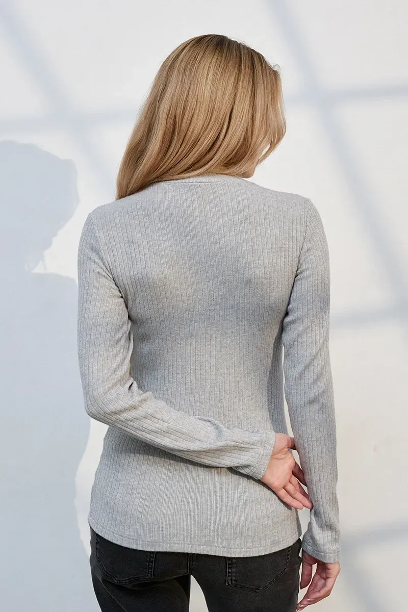 Julla-mama NR-35.032 Bluza tricotata pentru perioada de sarcina si alaptare Penny, gri Sur