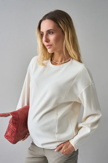 Julla-mama SW-36.042 Pulover calduț pentru gravide, Hazel молочный