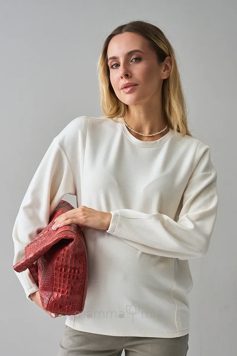 Julla-mama SW-36.042 Pulover calduț pentru gravide, Hazel молочный