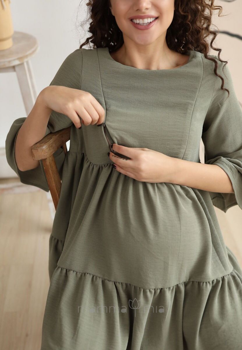 1459711 Платье для беременных оливковый
