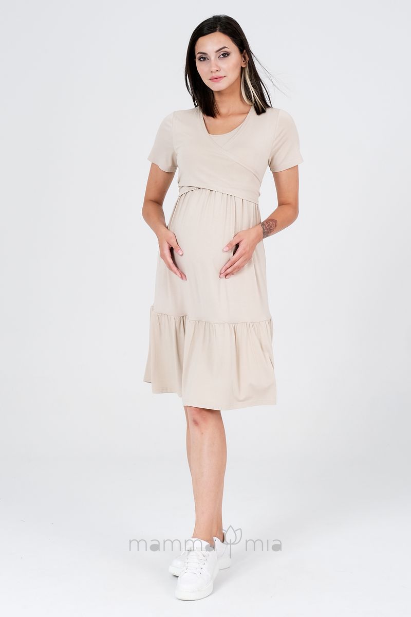 Busa 7435BS Платье для беременных Бежевый