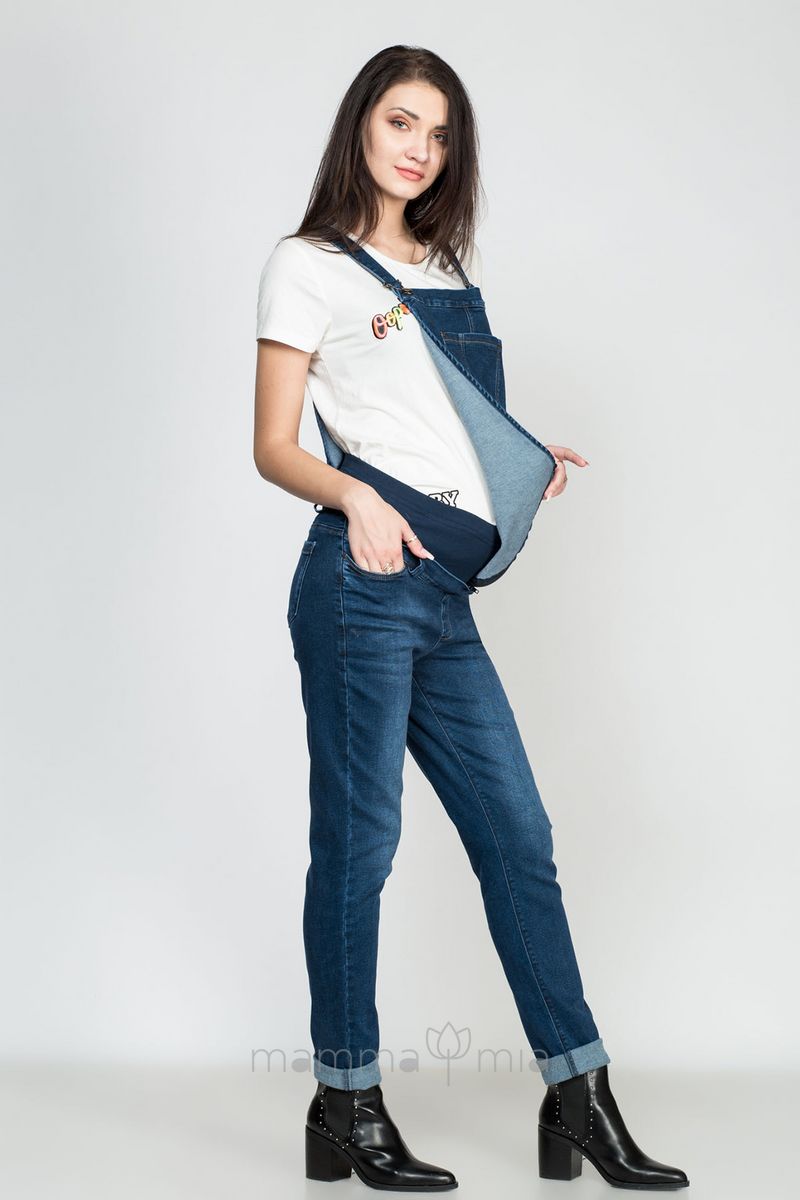 Busa 8016BS Комбинезон джинсовый для беременных синий