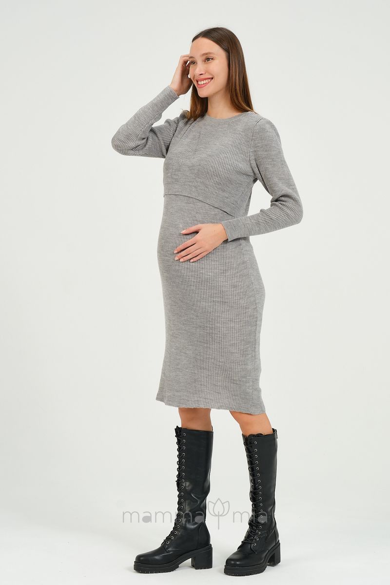 Busa 7550BS Платье трикотажное для беременных серый