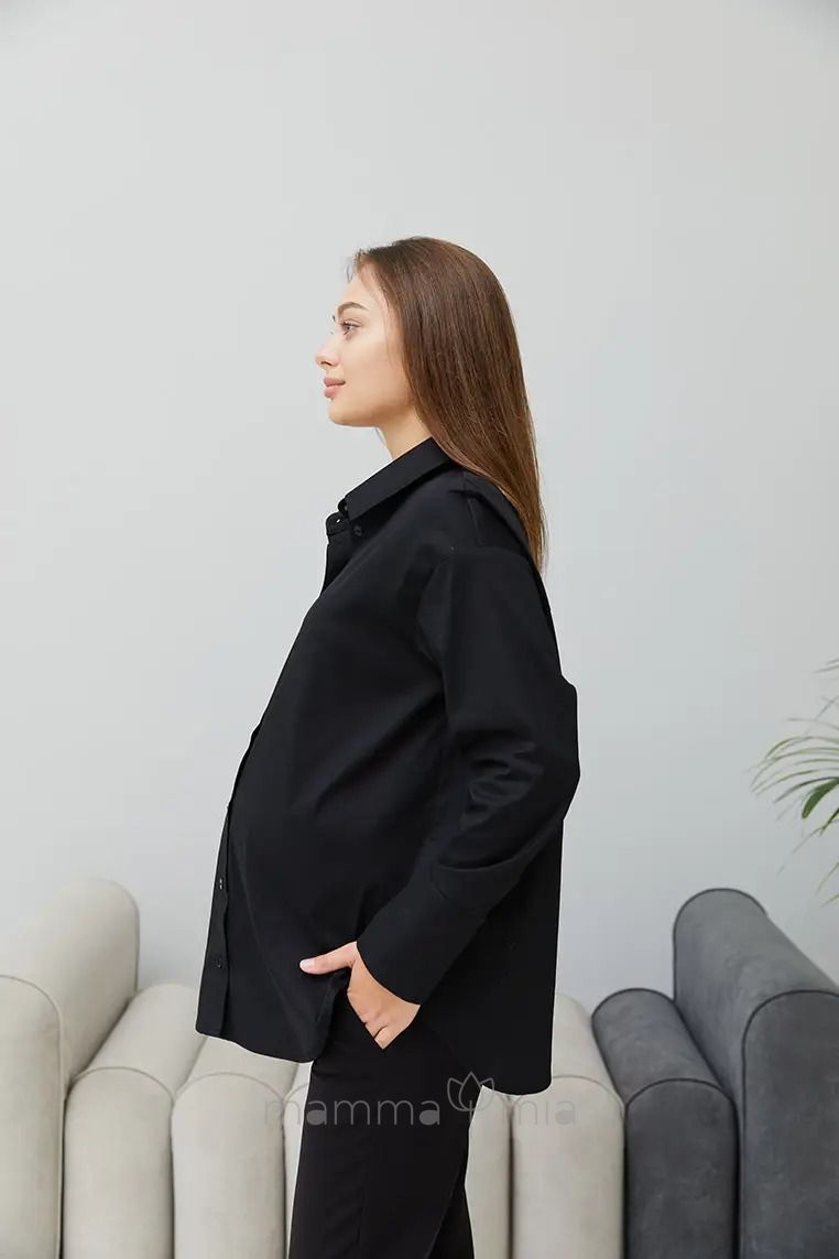 Lullababe Рубашка для беременных и кормящих оверсайз Geneva Черный
