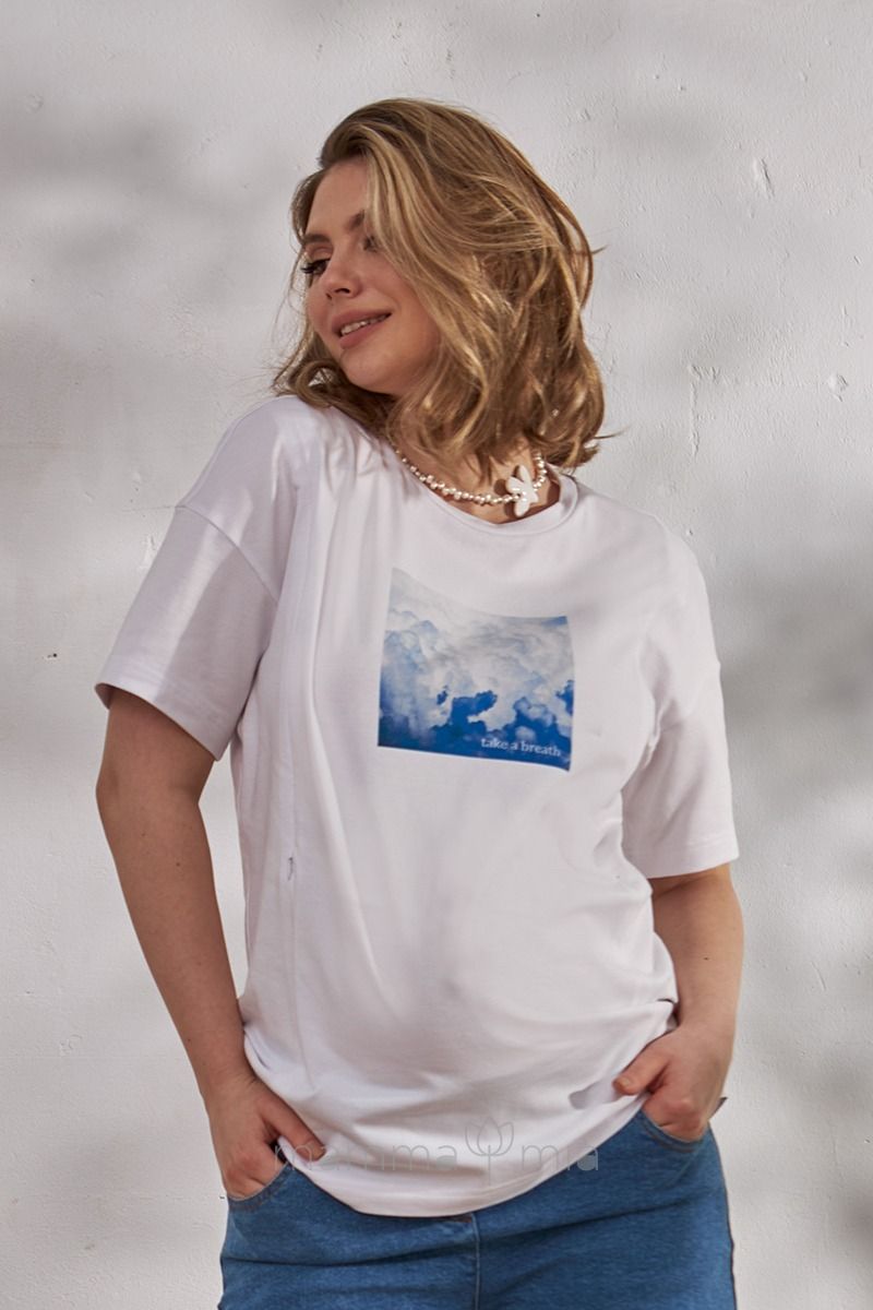 Julla-mama NR-24.062 Tricou pentru perioada de sarcina si alaptare Clouds Alb