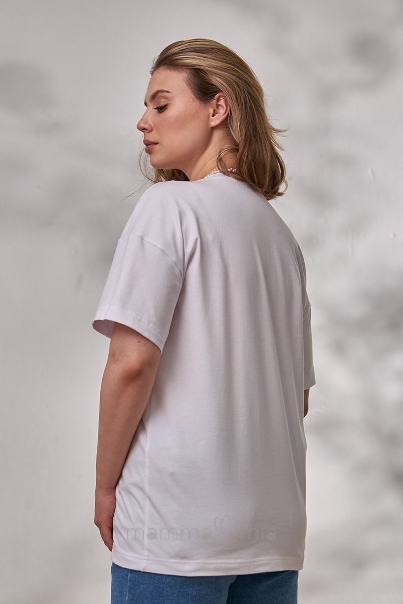 Julla-mama NR-24.062 Tricou pentru perioada de sarcina si alaptare Clouds Alb