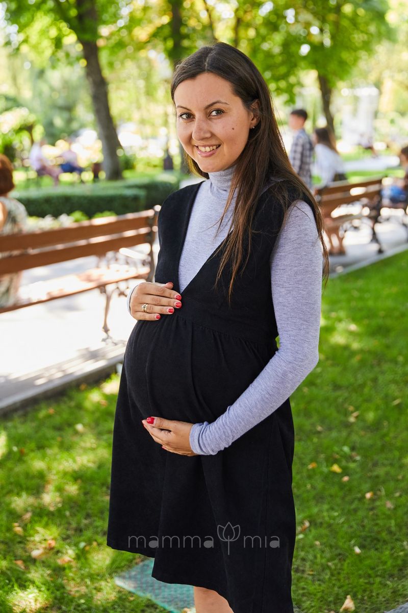 Lullababe Rochie din velur pentru gravide, Roma Negru