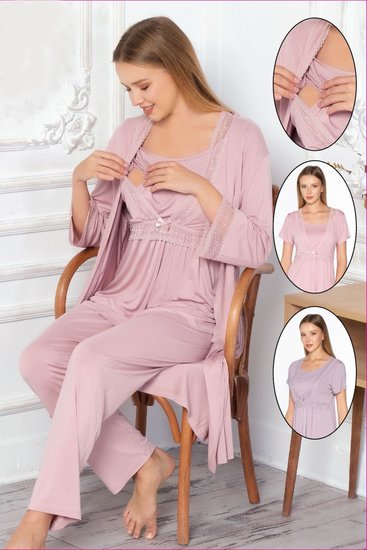 COTPARK 16188CP Комплект пижама кормление+халат пудра