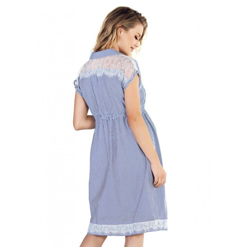 Ebru maternity 4234EB Платье для беременных голубая полоска